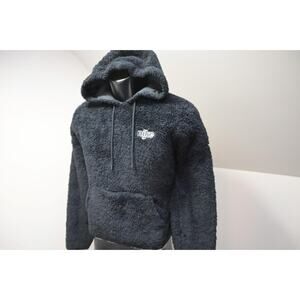 Nike Sherpa Hoodie Jacket Black Pull Over Sweater Womens Size Medium